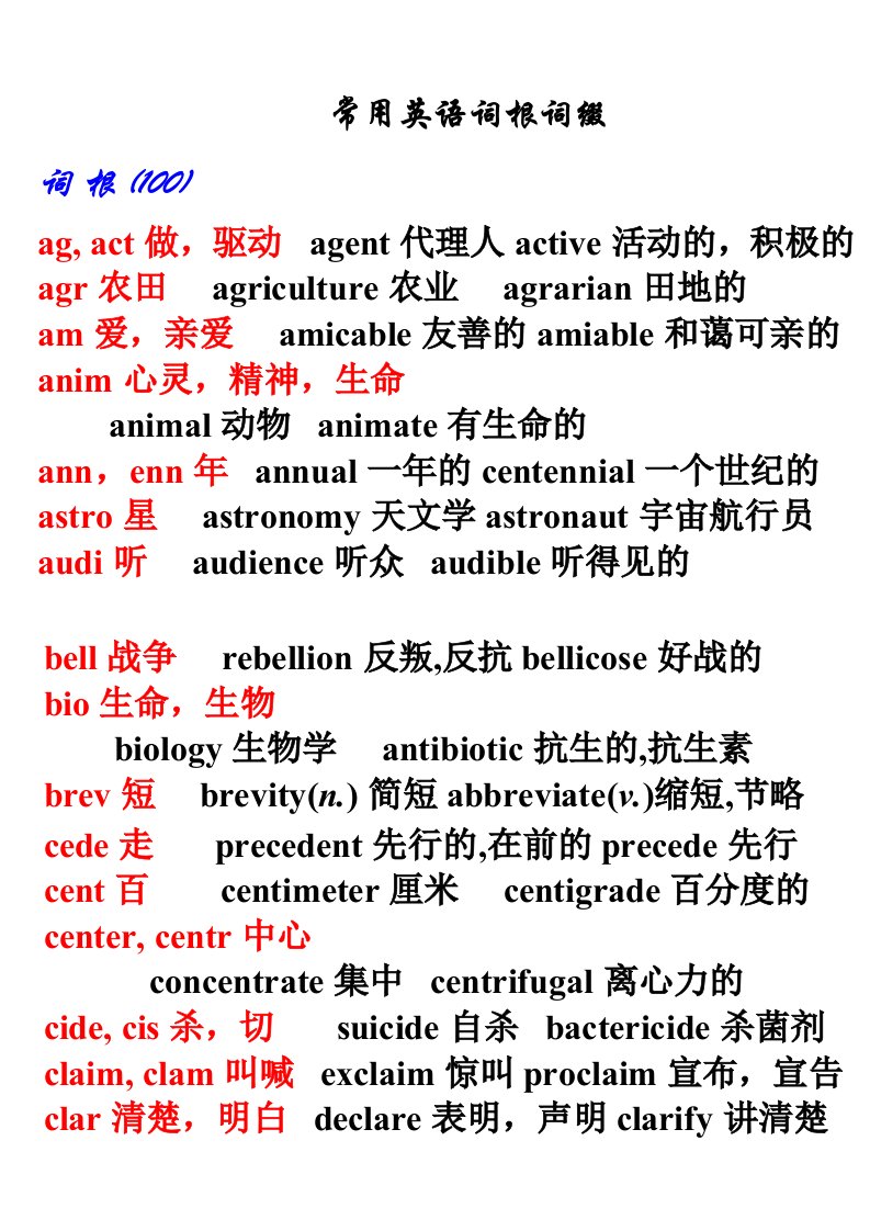 常用英语词根词缀