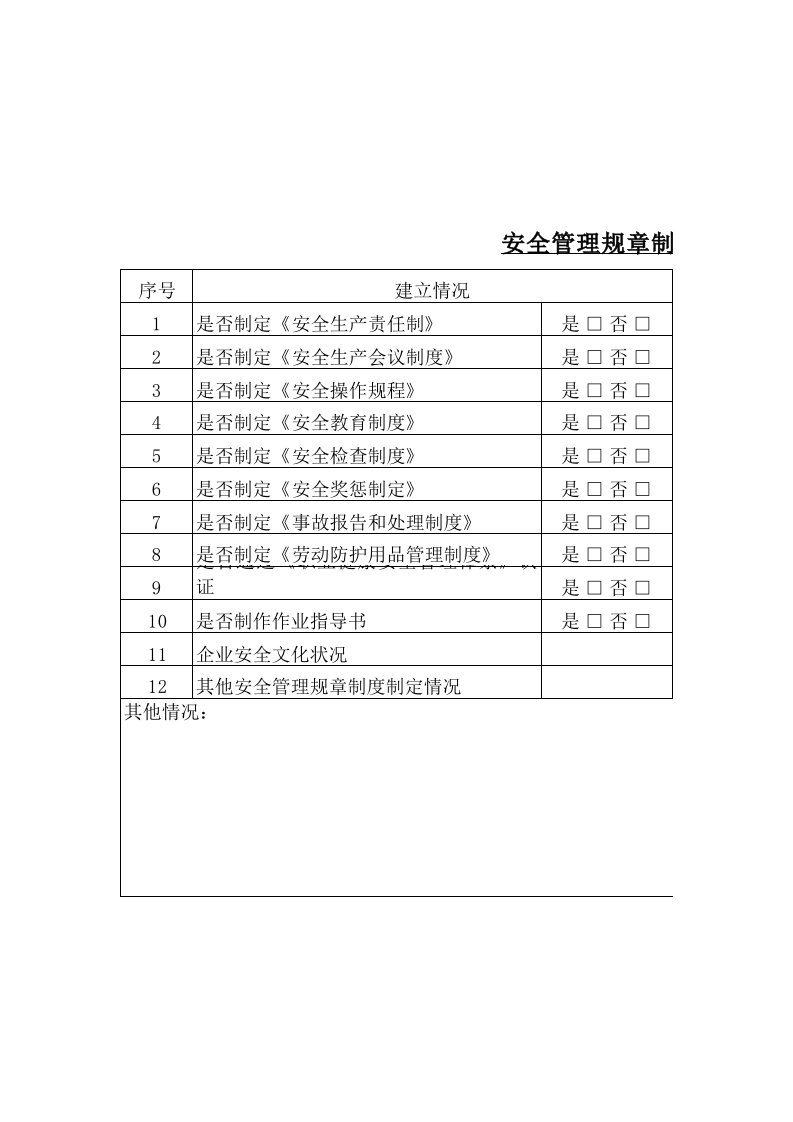 劳务公司安全生产检查表