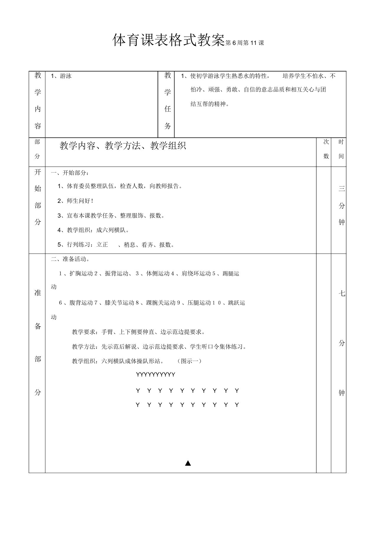 高中二年级体育与健康教案集：游泳第四课