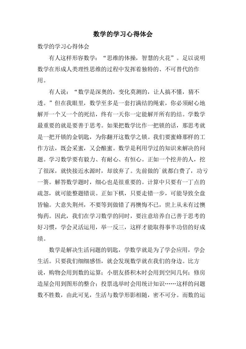 数学的学习心得体会