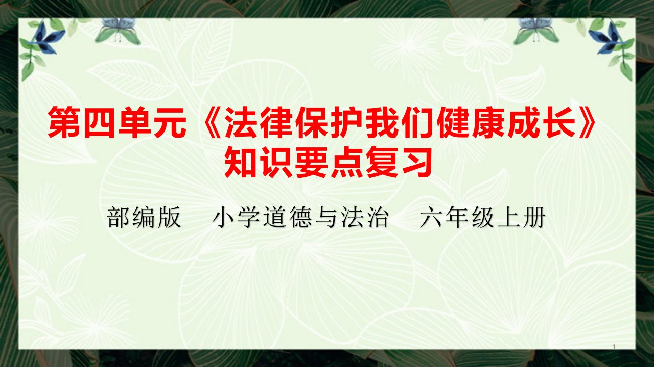 部编六年级上册道德与法治第四单元《法律保护我们健康成长》知识要点复习ppt课件