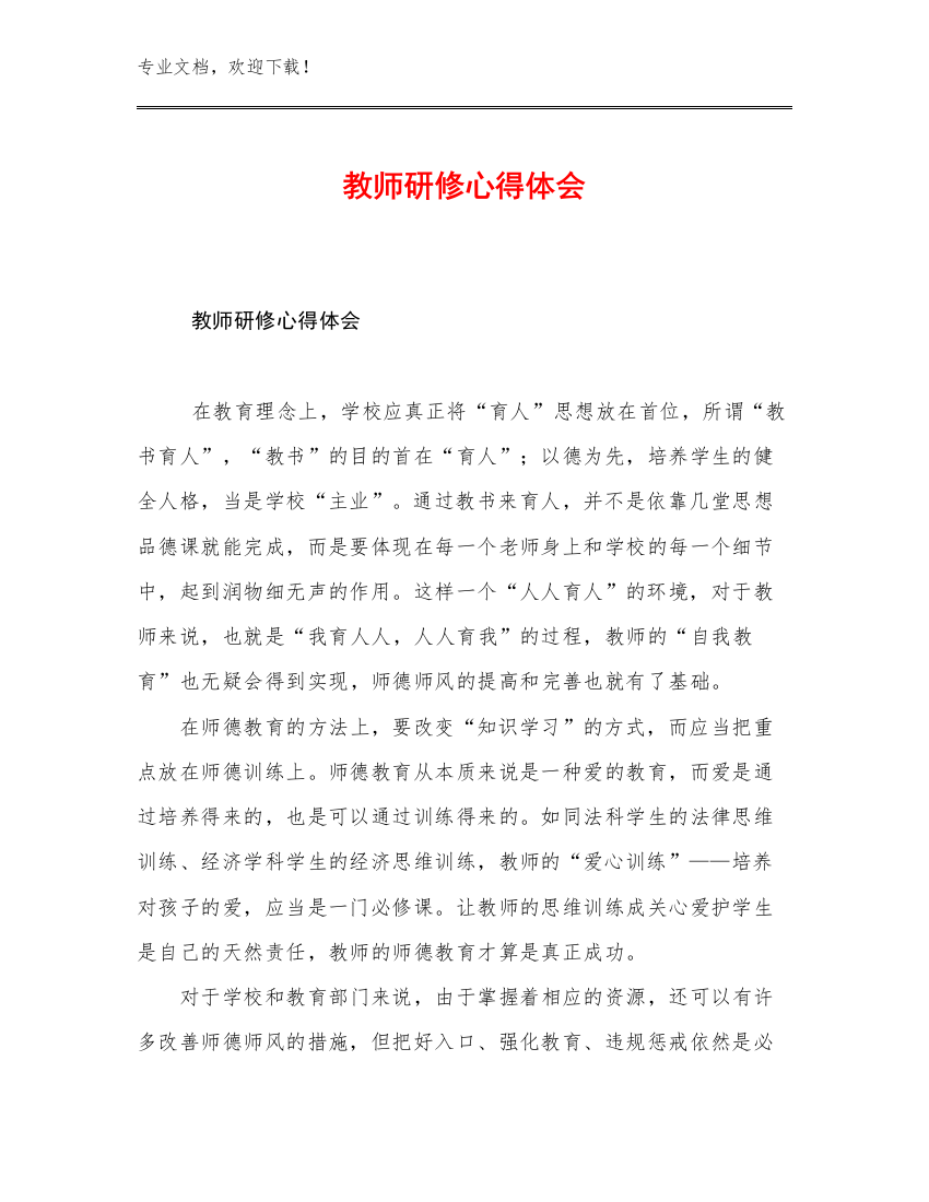 2023教师研修心得体会优选例文13篇文档选编