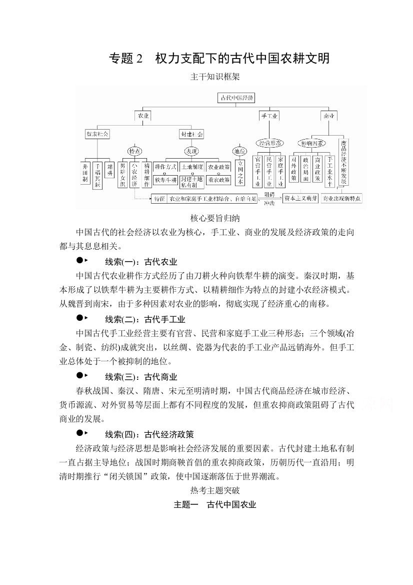 2020历史专题版大二轮专题复习冲刺教师用书