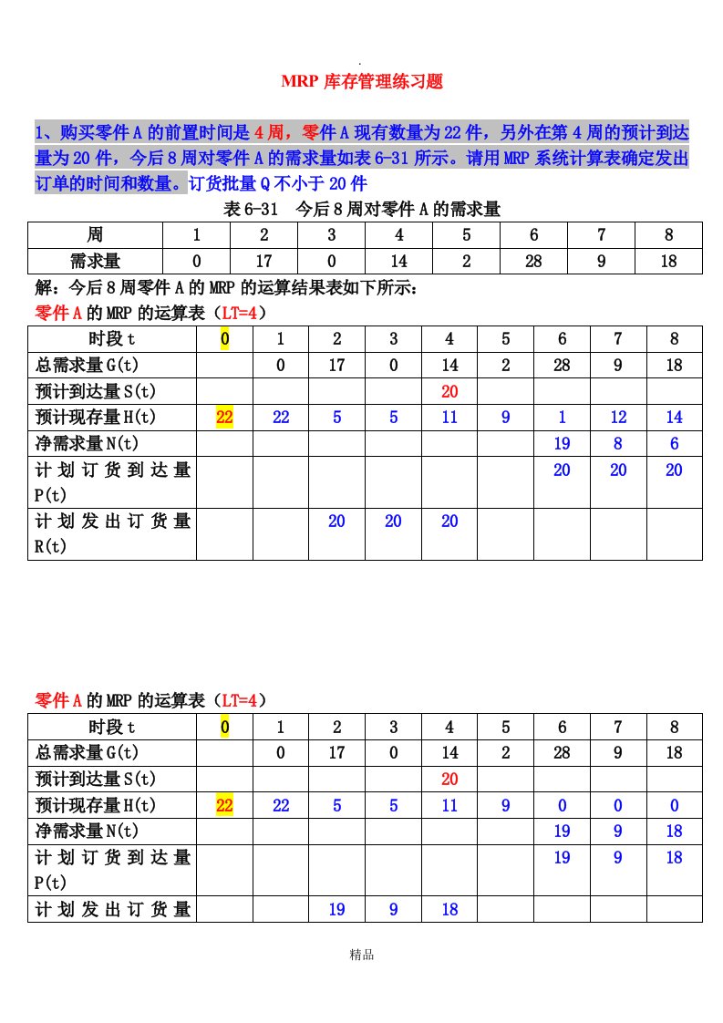 mrp计算题