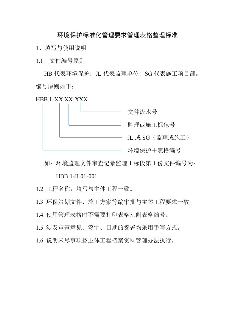 环境监理管理表格使用说明