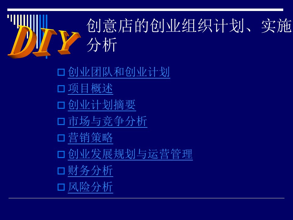DIY创意店创业计划