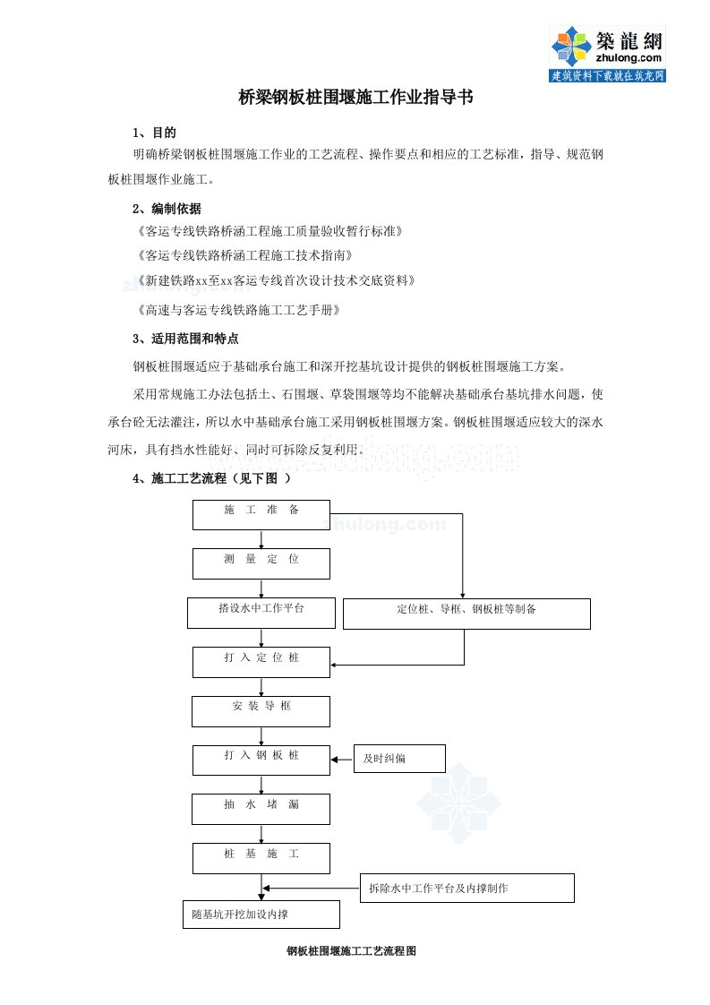 桥梁钢板桩围堰施工作业指导书