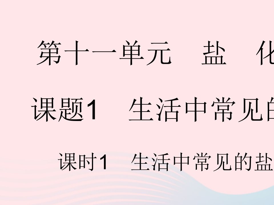 河北专用2023九年级化学下册第十一单元盐化肥课题1生活中常见的盐课时1生活中常见的盐作业课件新版新人教版