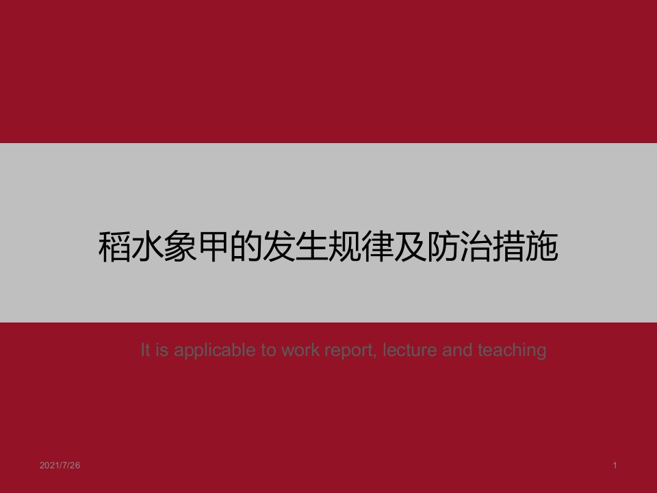 《稻水象甲的发生规律及防治措施》PPT课件模板