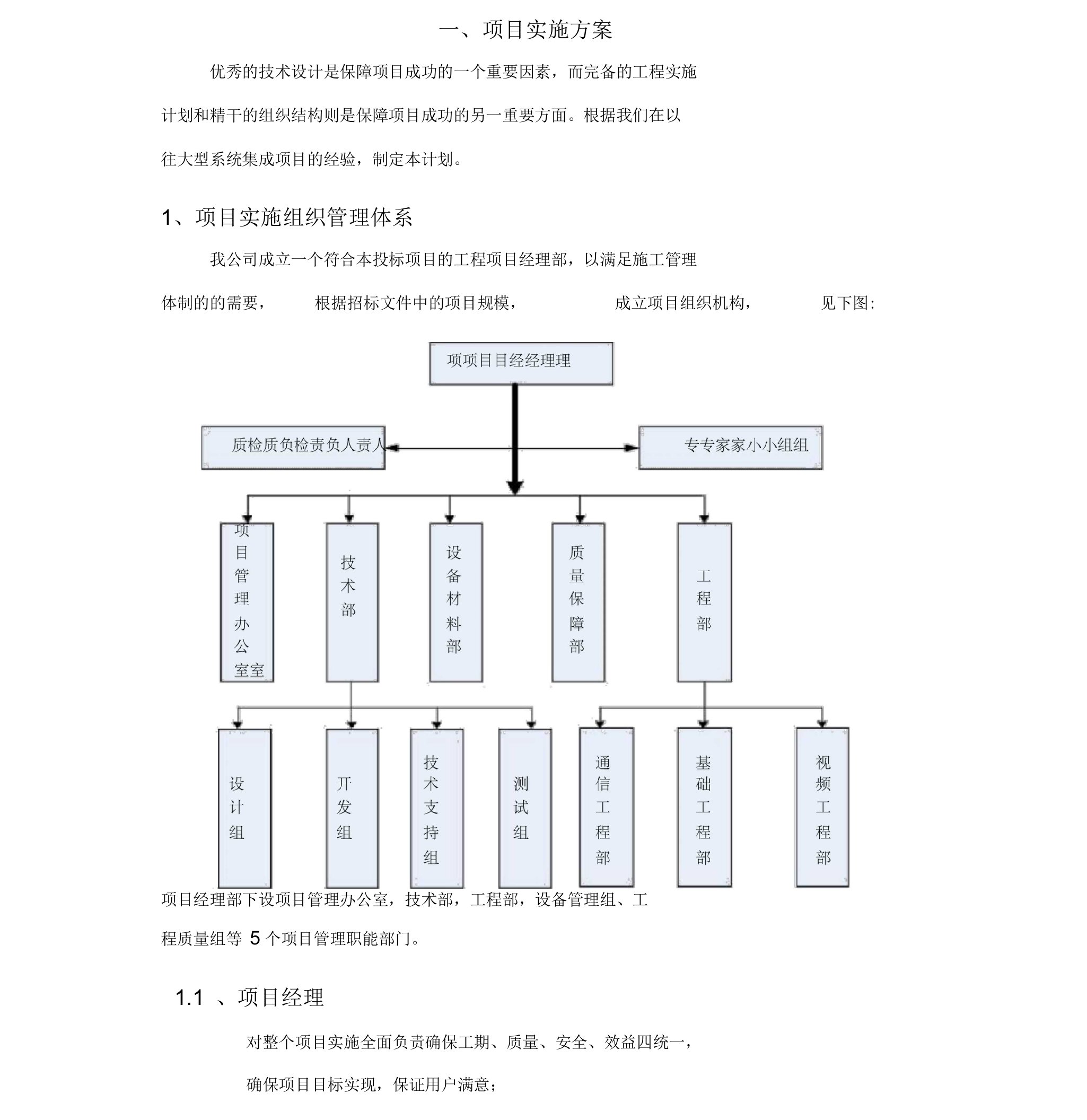 项目实施方案与售后承诺、培训(系统集成)