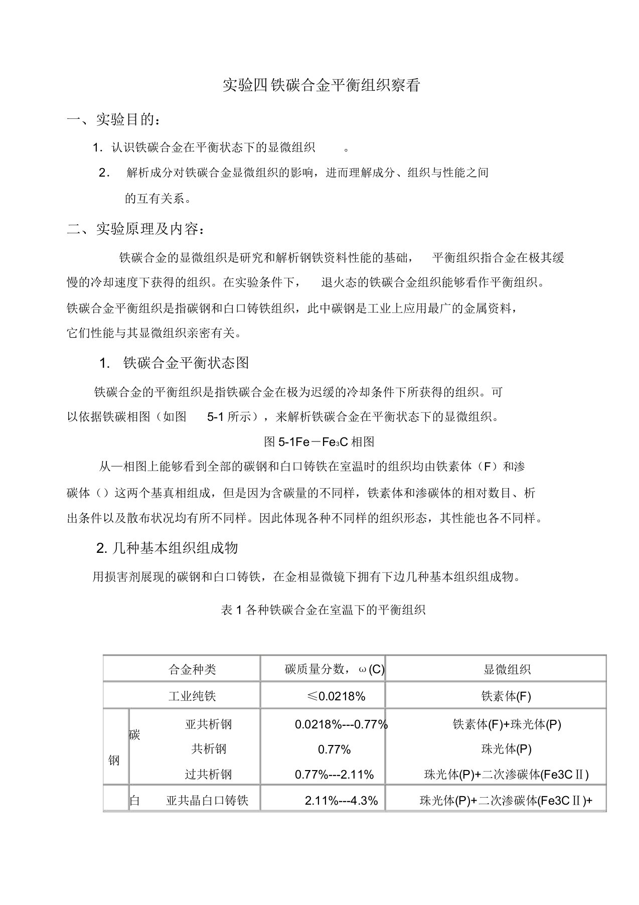 铁碳合金平衡组织观察精讲实验报告