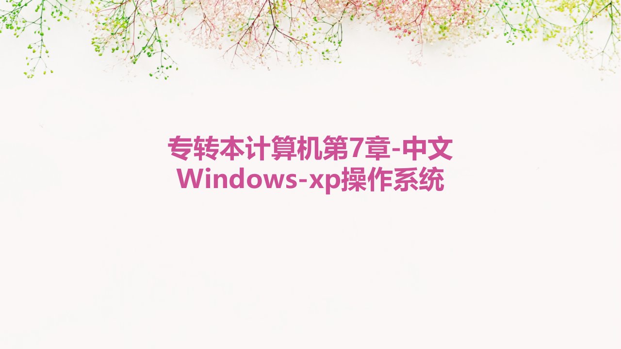 专转本计算机第7章-中文Windows-XP操作系统