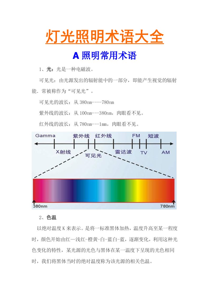 《灯光照明术语大全》