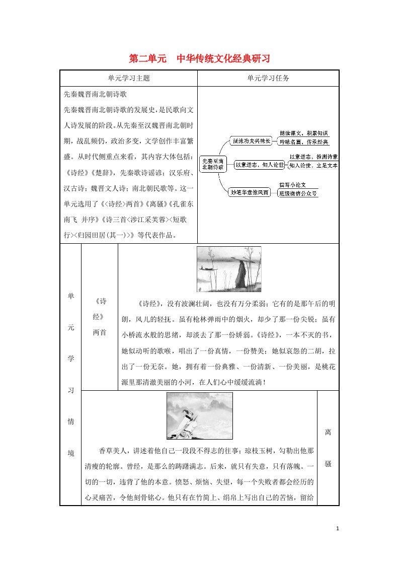 2022年高中语文第二单元中华传统文化经典研习学案新人教版必修2