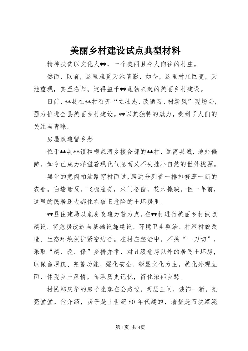 4美丽乡村建设试点典型材料