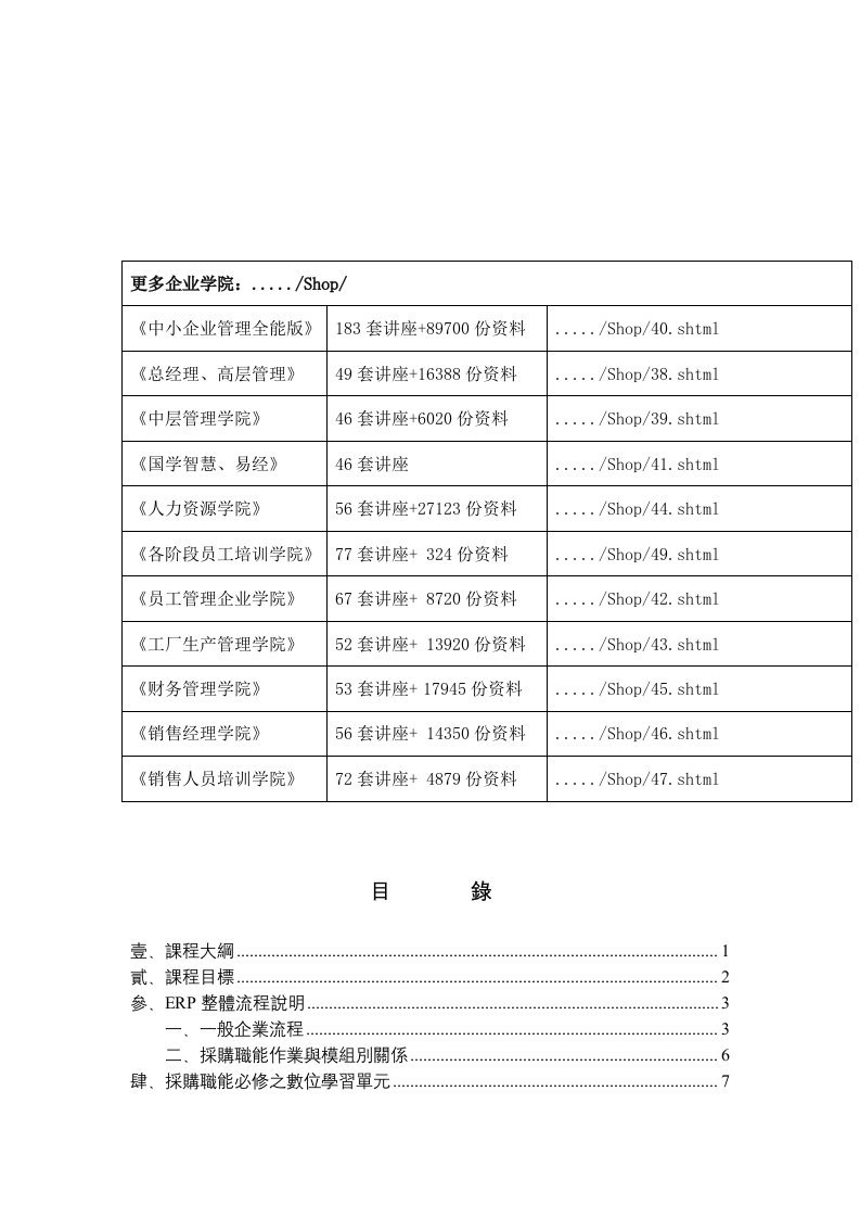 ERP整体流程与采购职能必修