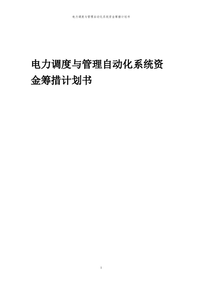 2024年电力调度与管理自动化系统项目资金筹措计划书代可行性研究报告