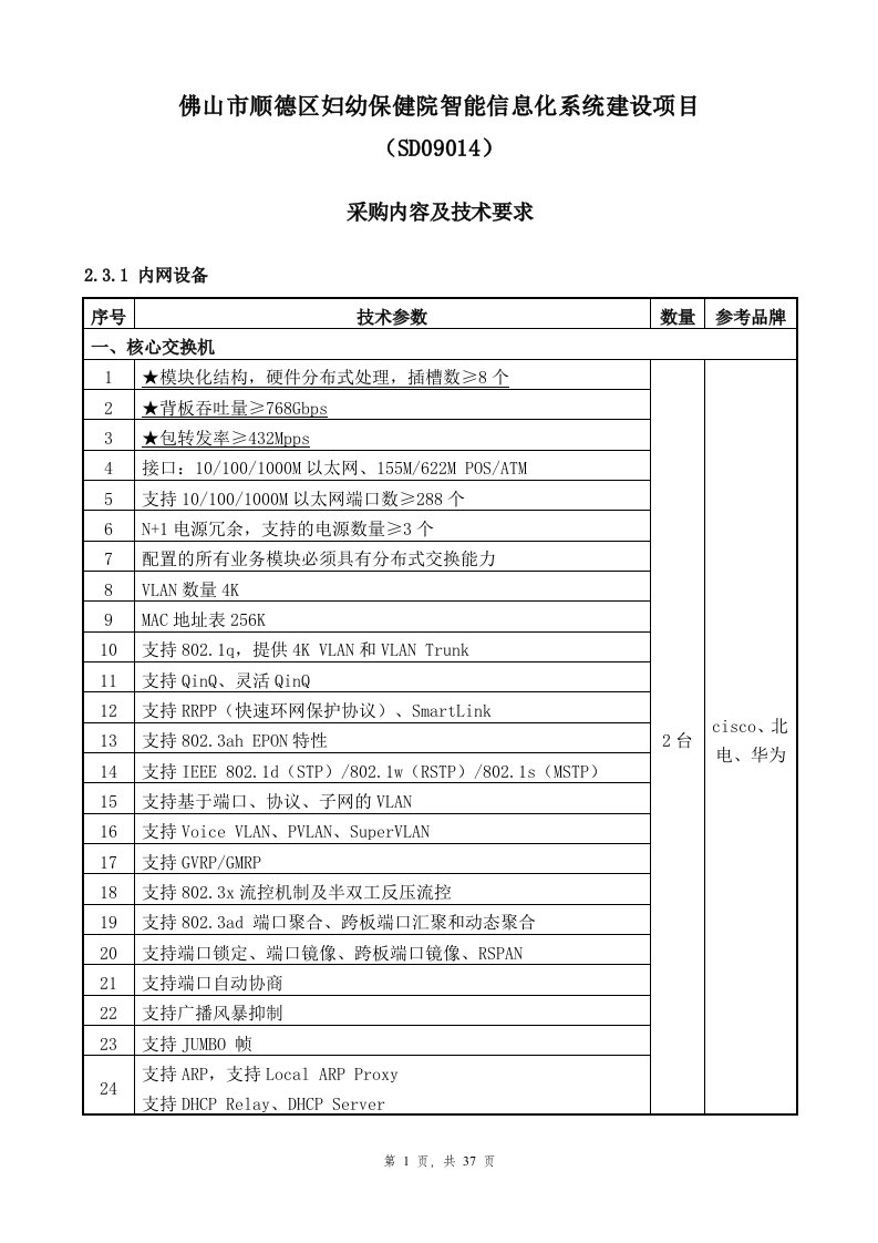 佛山市顺德区妇幼保健院智能信息化系统建设项目