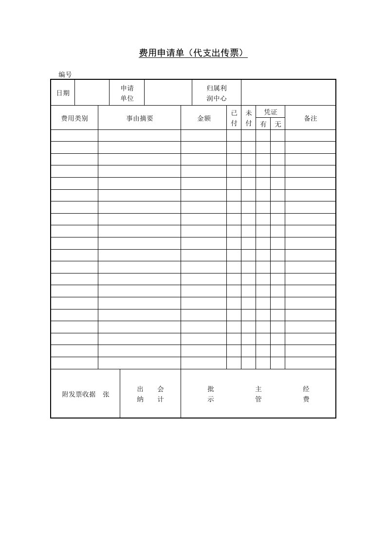 费用管理申请单