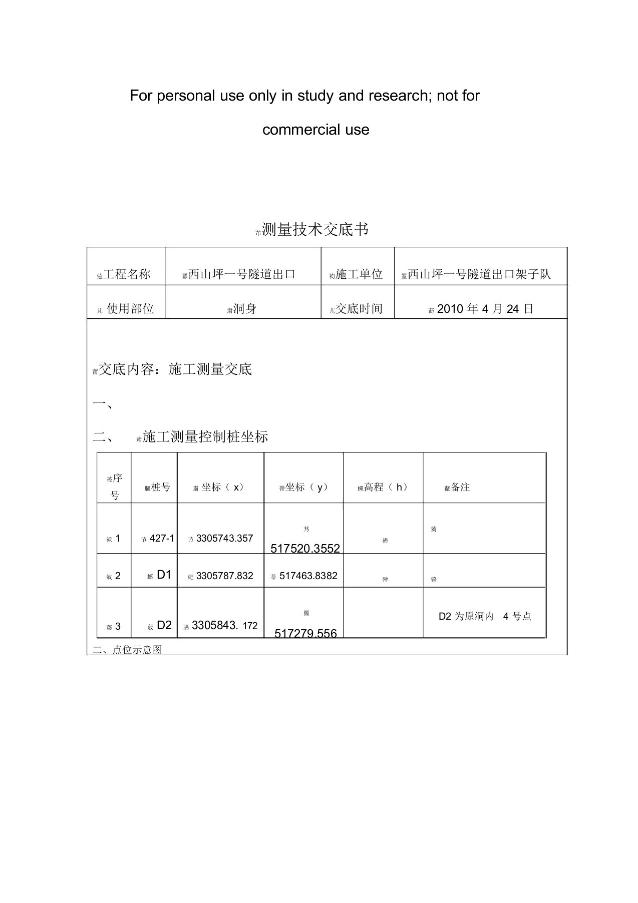 隧道测量技术交底