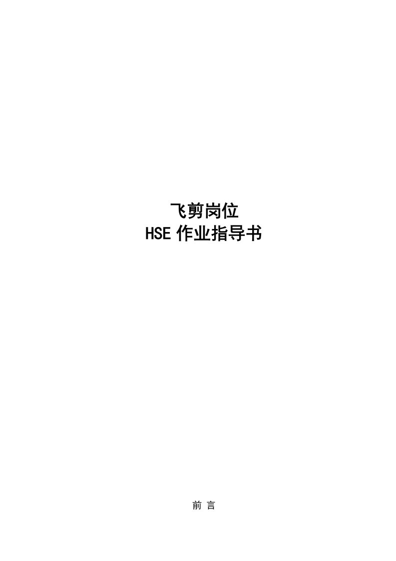 制管二分厂飞剪岗位HSE作业指导书