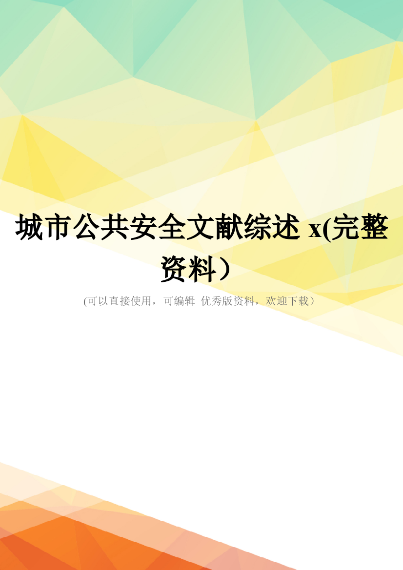 城市公共安全文献综述x(完整资料)