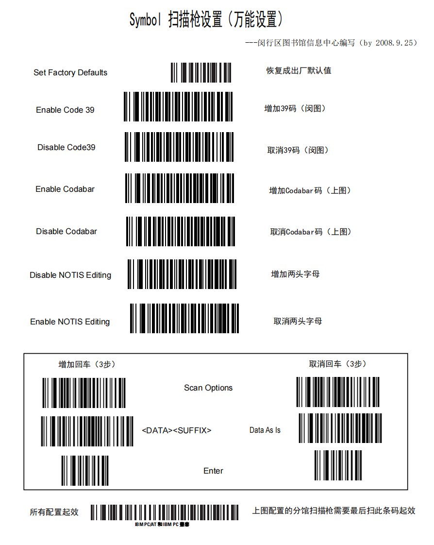 Symbol扫描枪万能设置文件