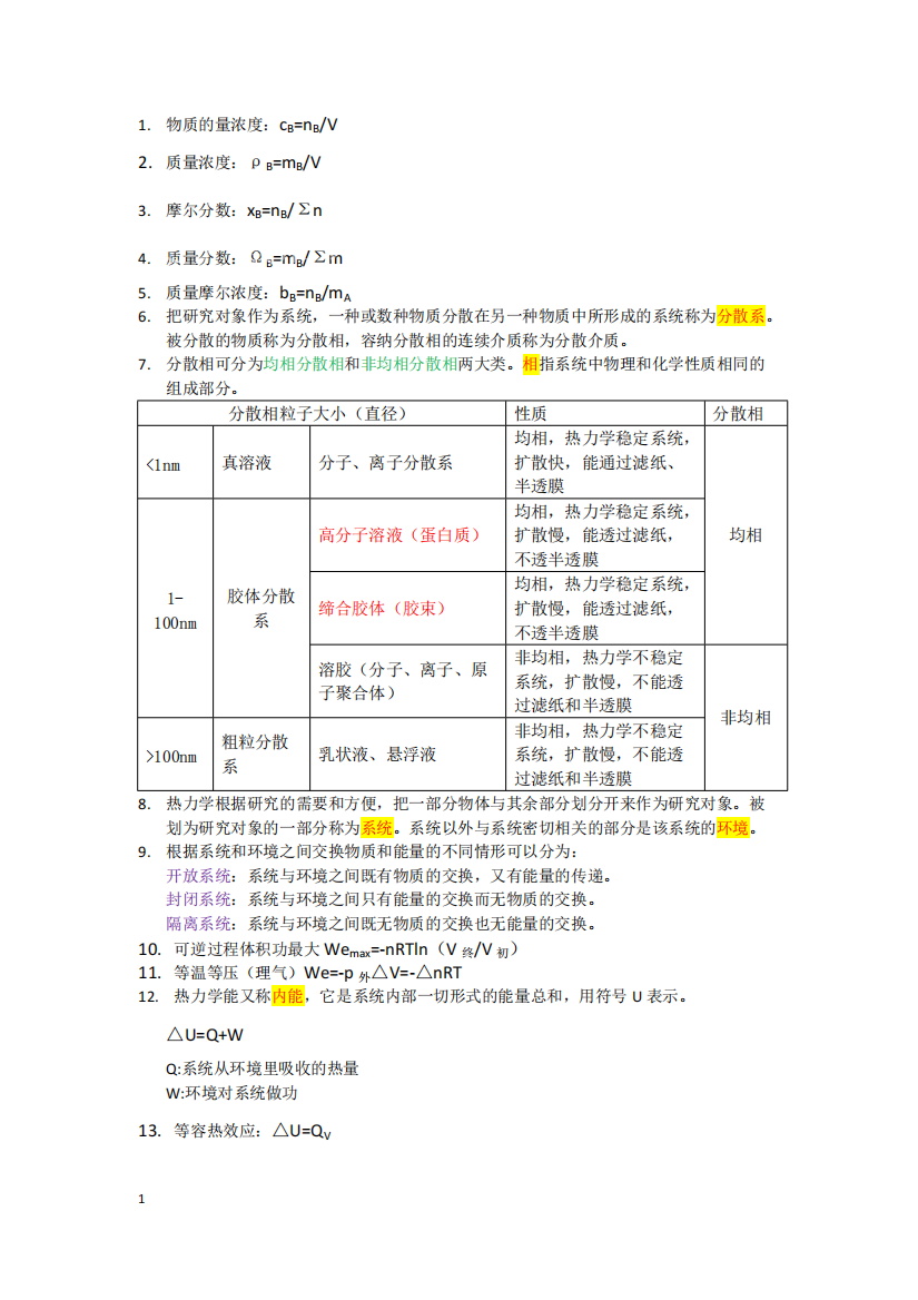 (完整)人卫八版基础化学知识点-推荐文档