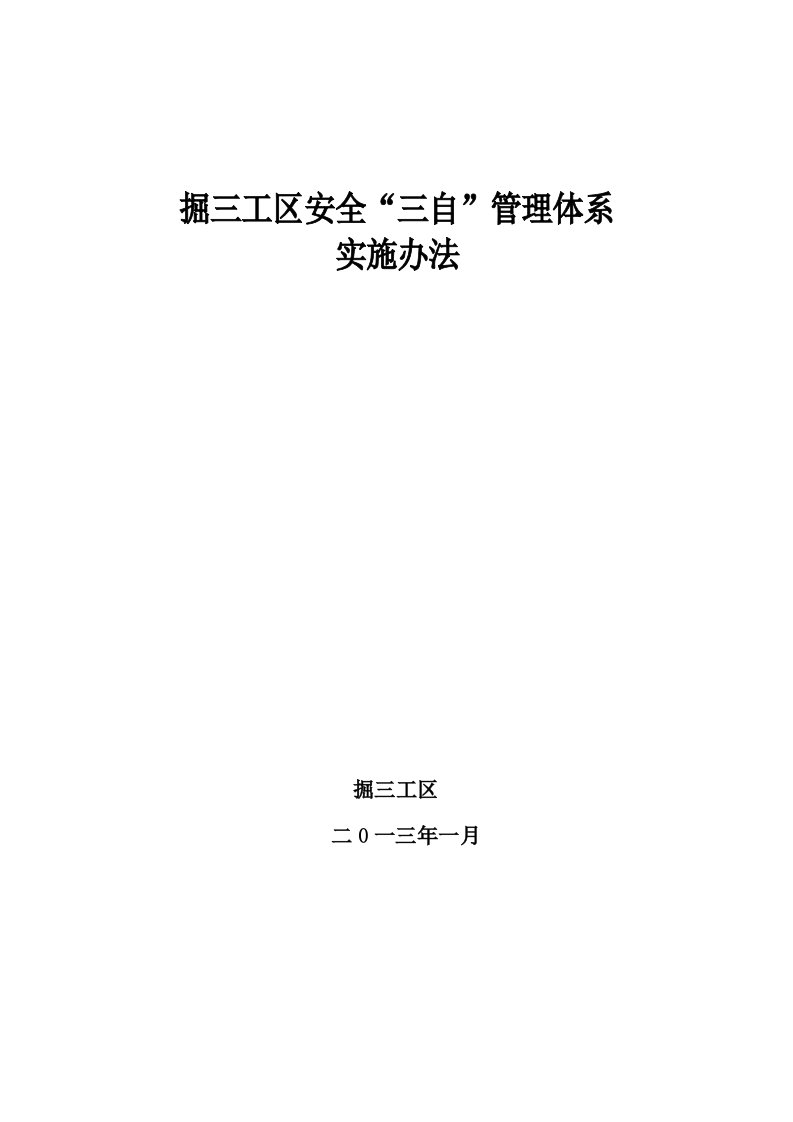 掘三工区安全三自管理体系实施办法