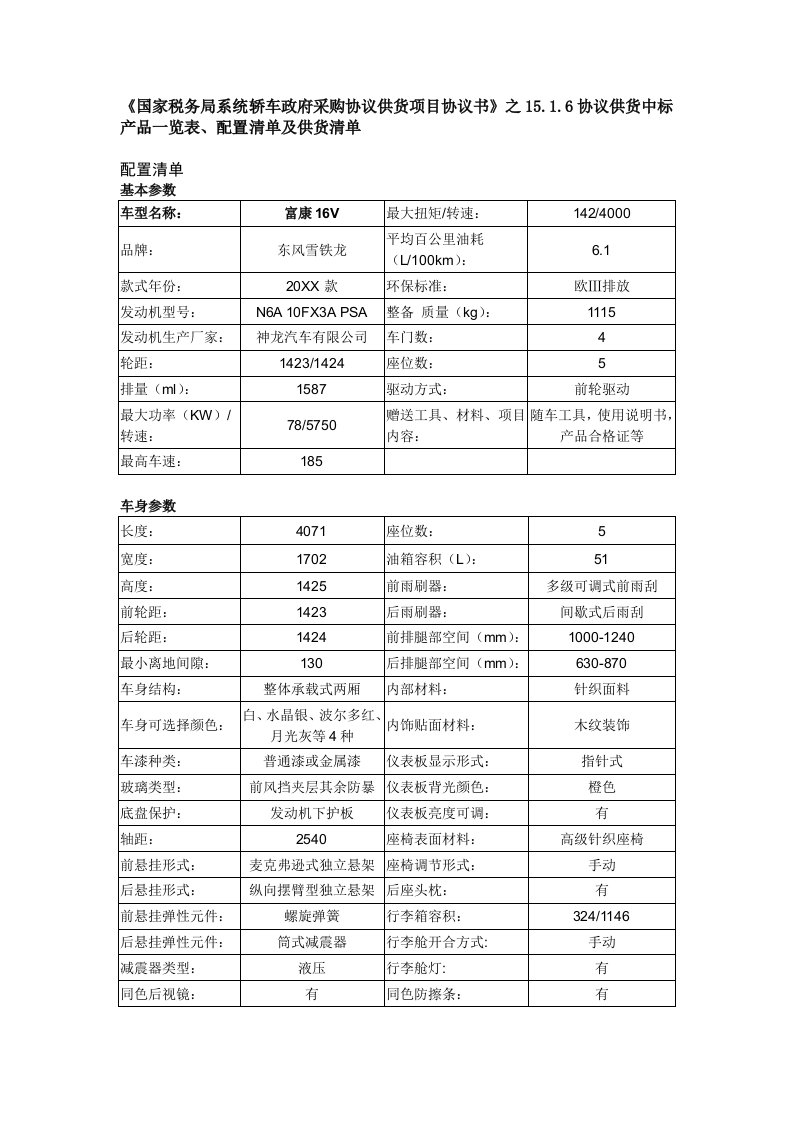 项目管理-国家税务局系统轿车政府采购协议供货项目协议书之