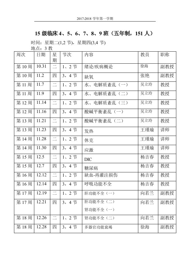 医口腔97-197-2病理生理学课程表