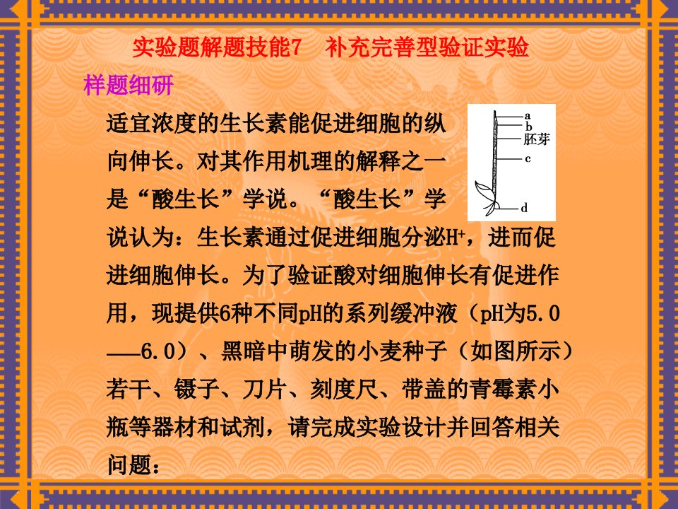 生物课件：实验题解题技能7补充完善型验证实验