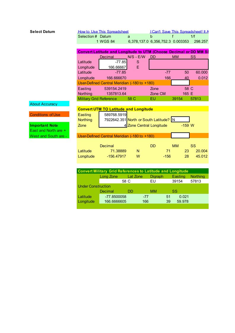 UTM坐标系与经纬度之间转换精确度1mm