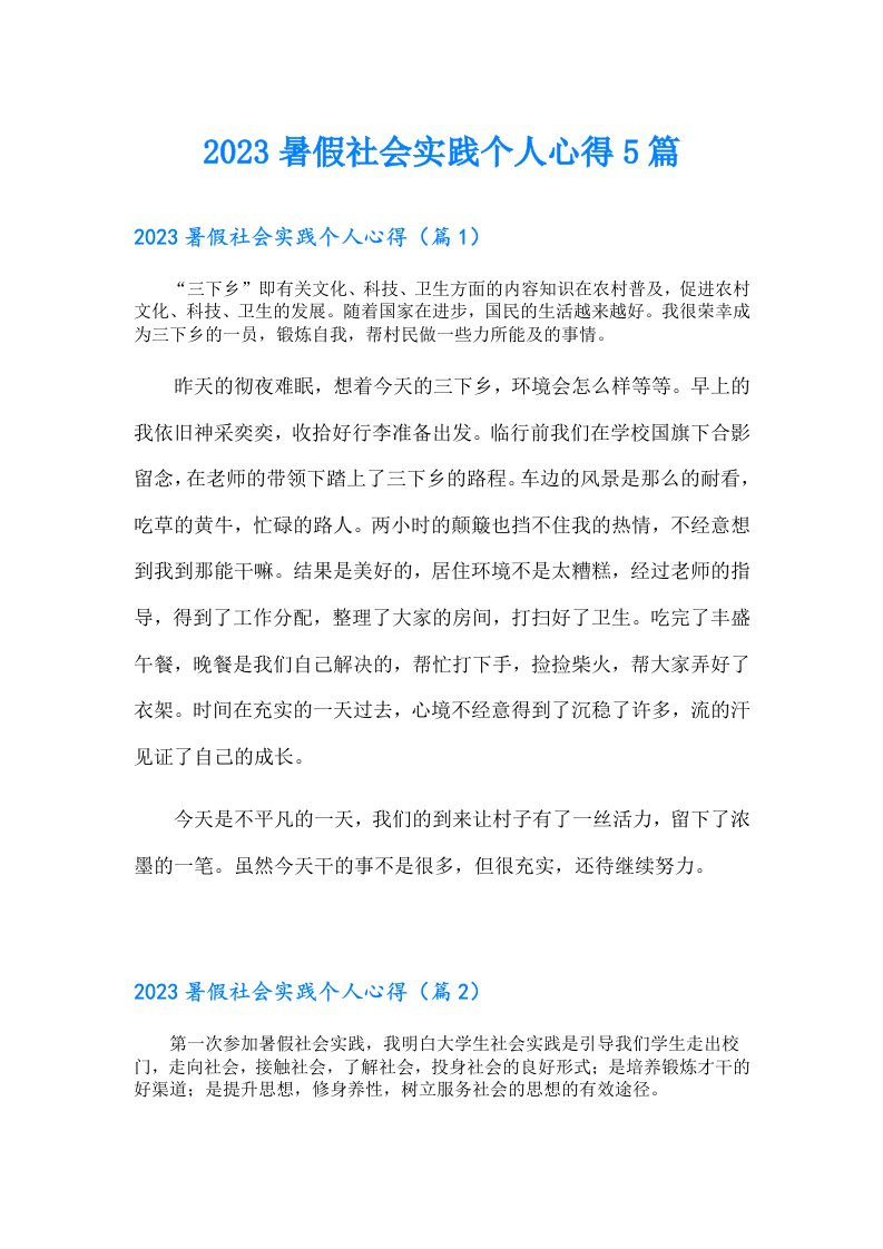 暑假社会实践个人心得5篇