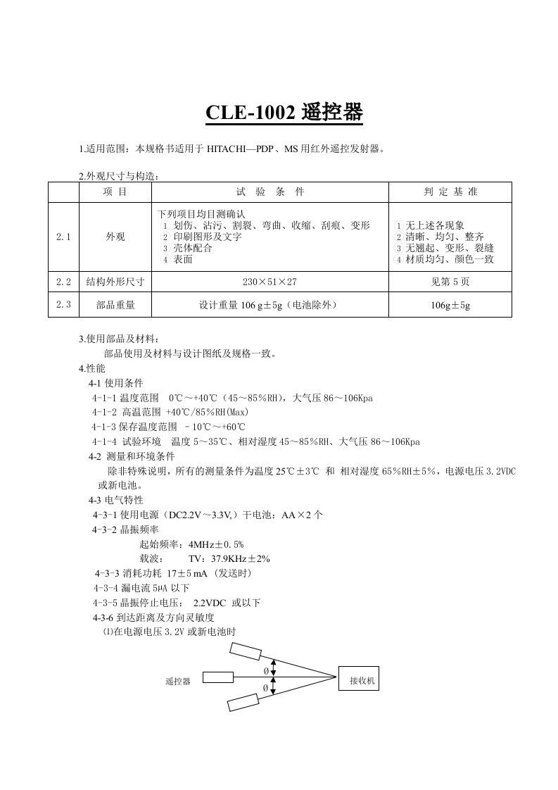 推荐-日立液晶电视遥控器规格书中文版080826