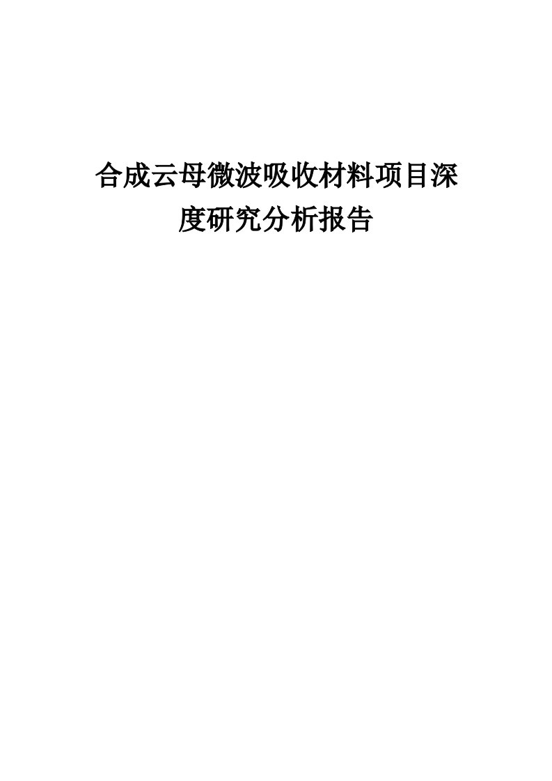 2024年合成云母微波吸收材料项目深度研究分析报告