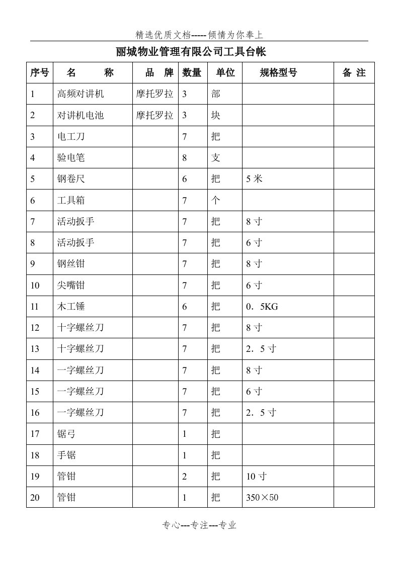 物业工程部工具台帐(共6页)