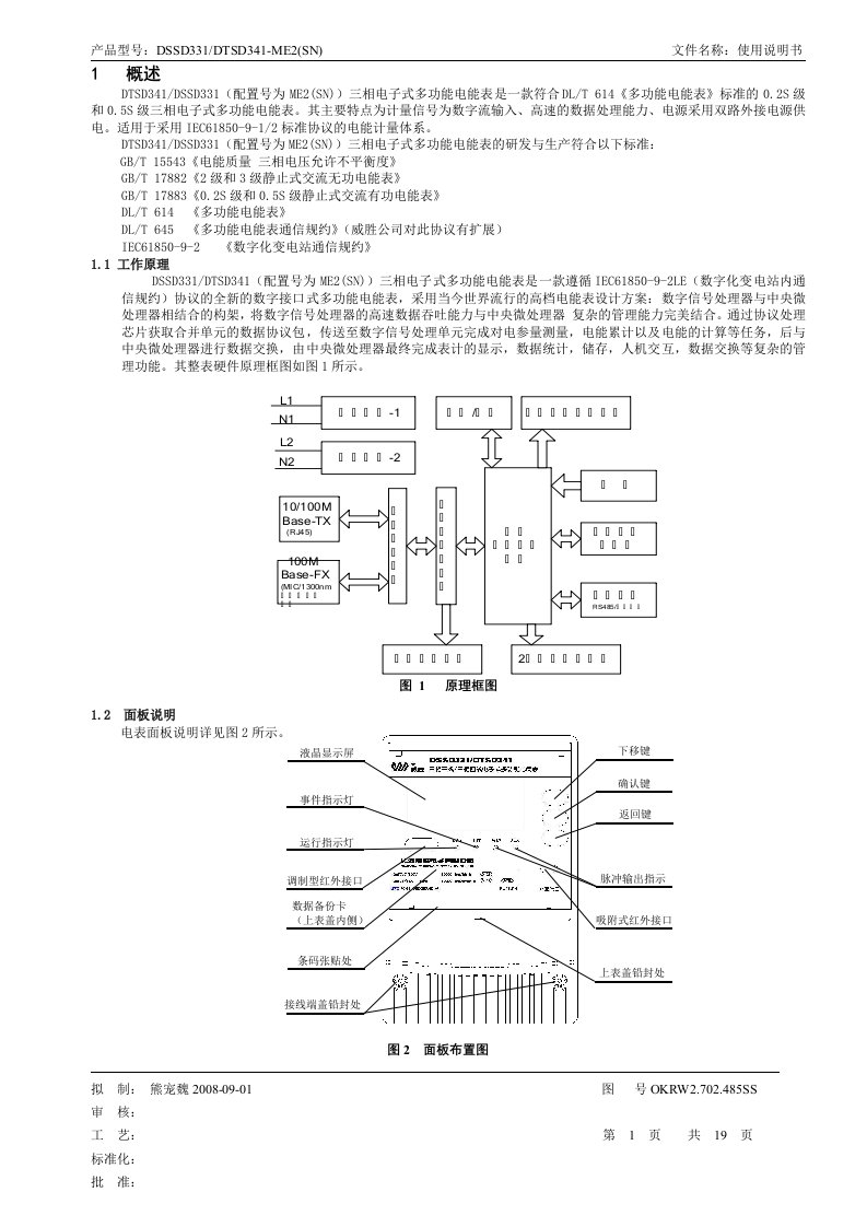 数字化电能表ME2(SN)表(光纤接口)使用说明书(IEC61850-9-2)