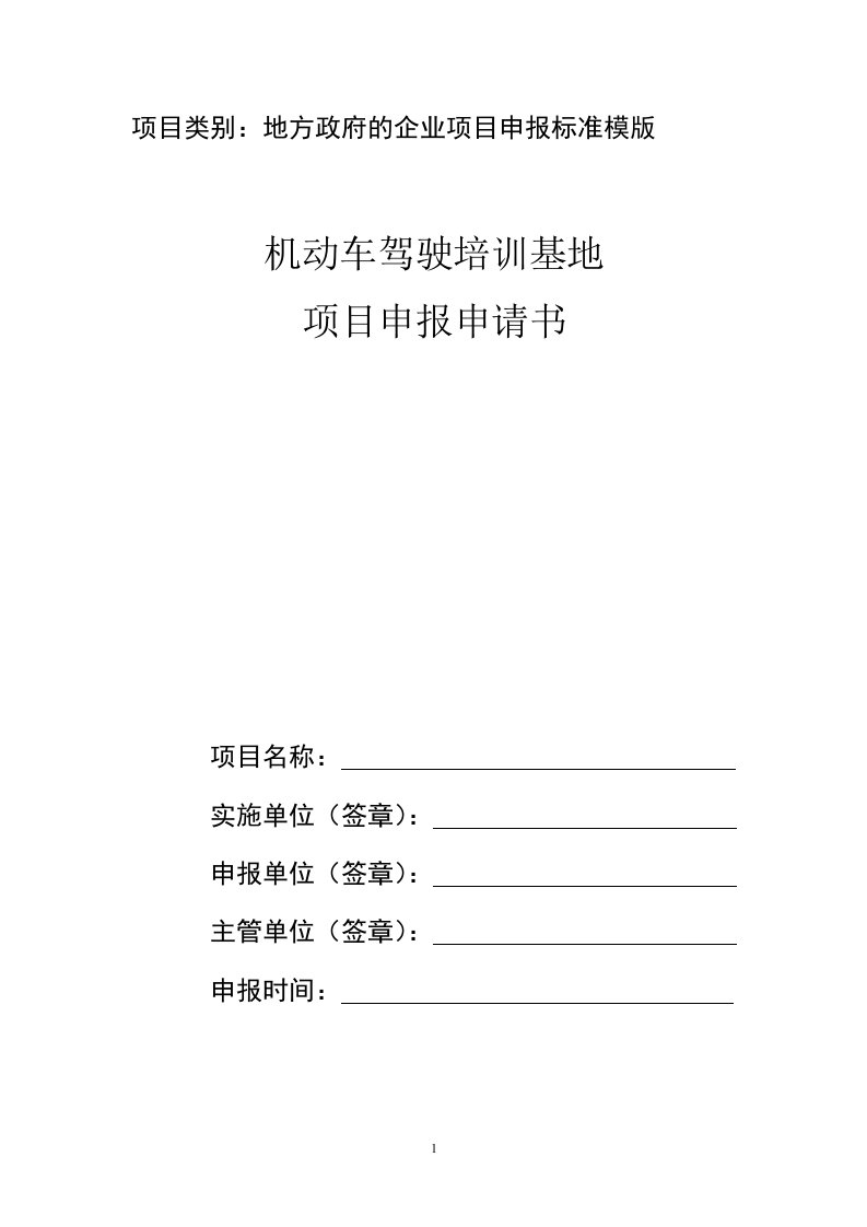 企业项目申报书模板政府版资料