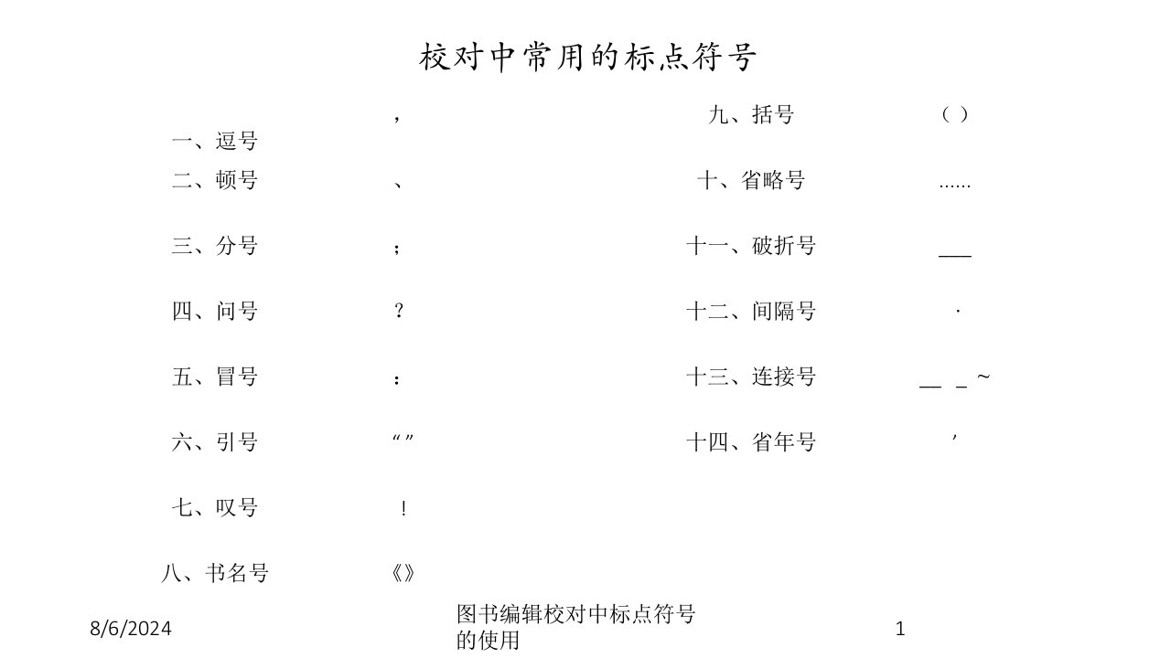 2021年度图书编辑校对中标点符号的使用讲义