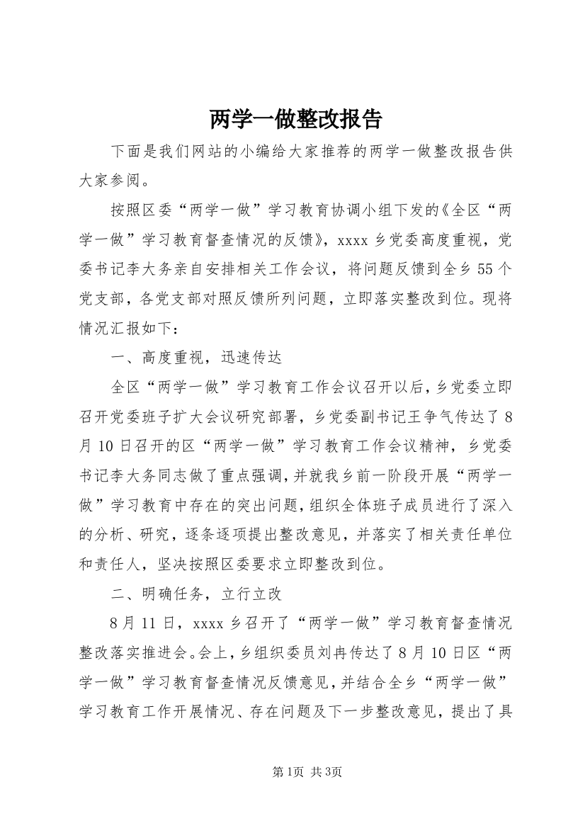 两学一做整改报告