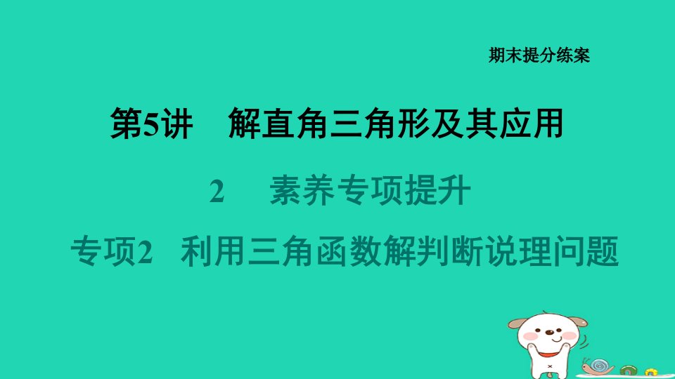 福建省2024九年级数学下册期末练第5讲解直角三角形及其应用2素养专项提升专项2利用三角函数解判断说理问题课件新版新人教版