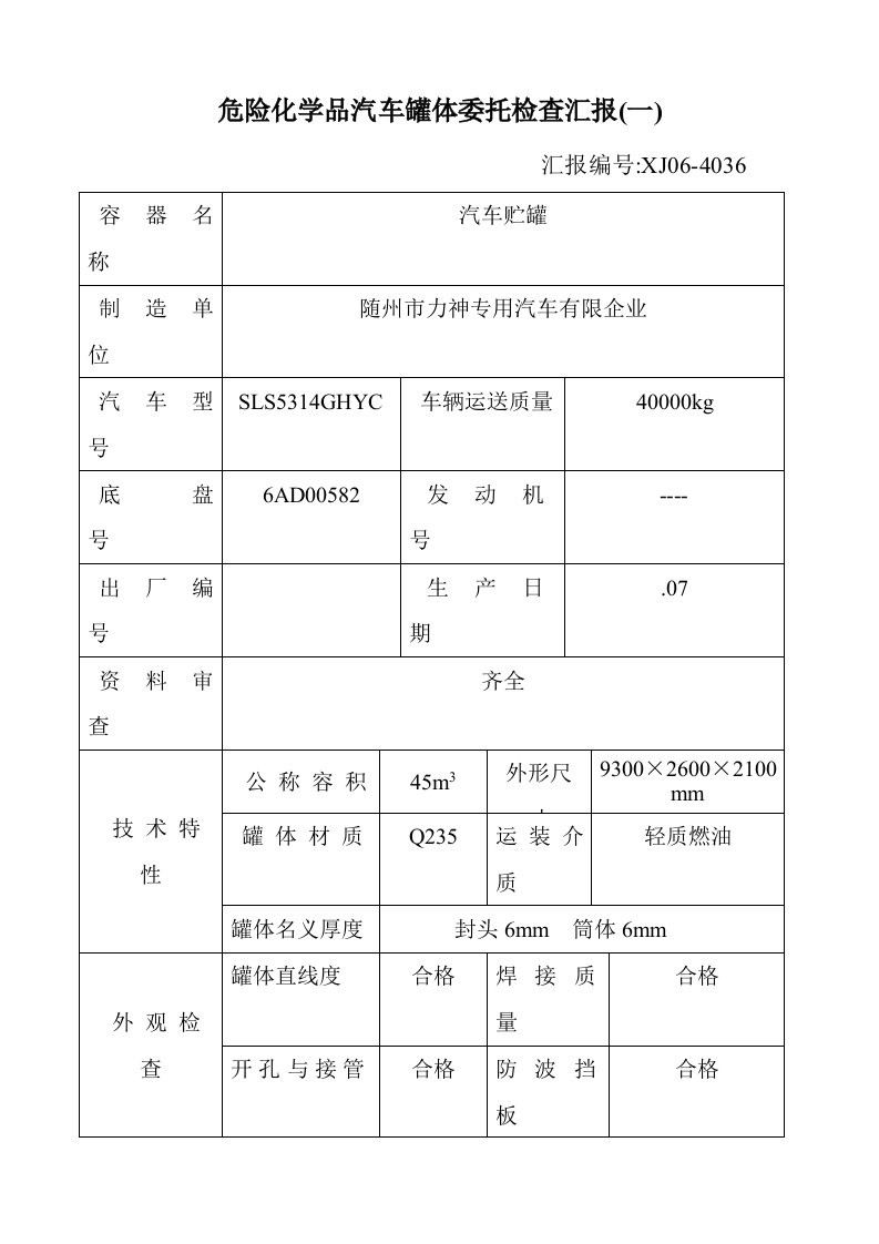 罐体检测报告