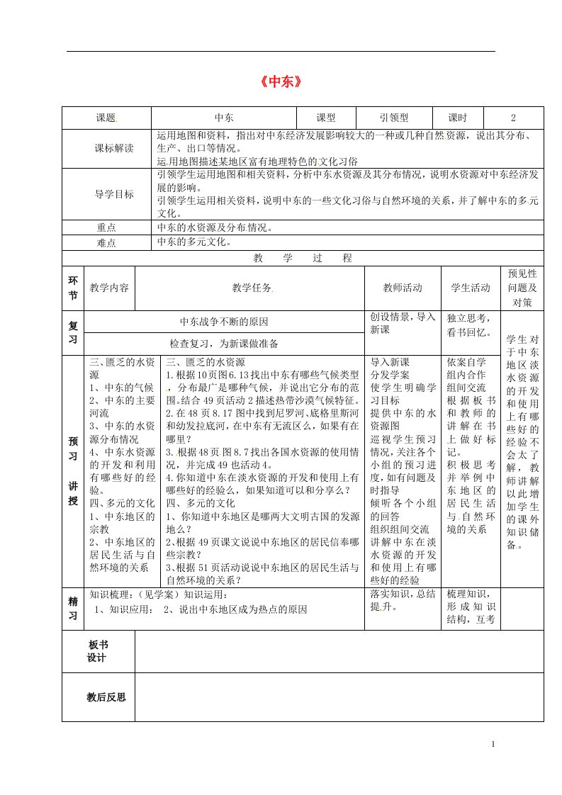 吉林省通化市外国语中学七年级地理下册