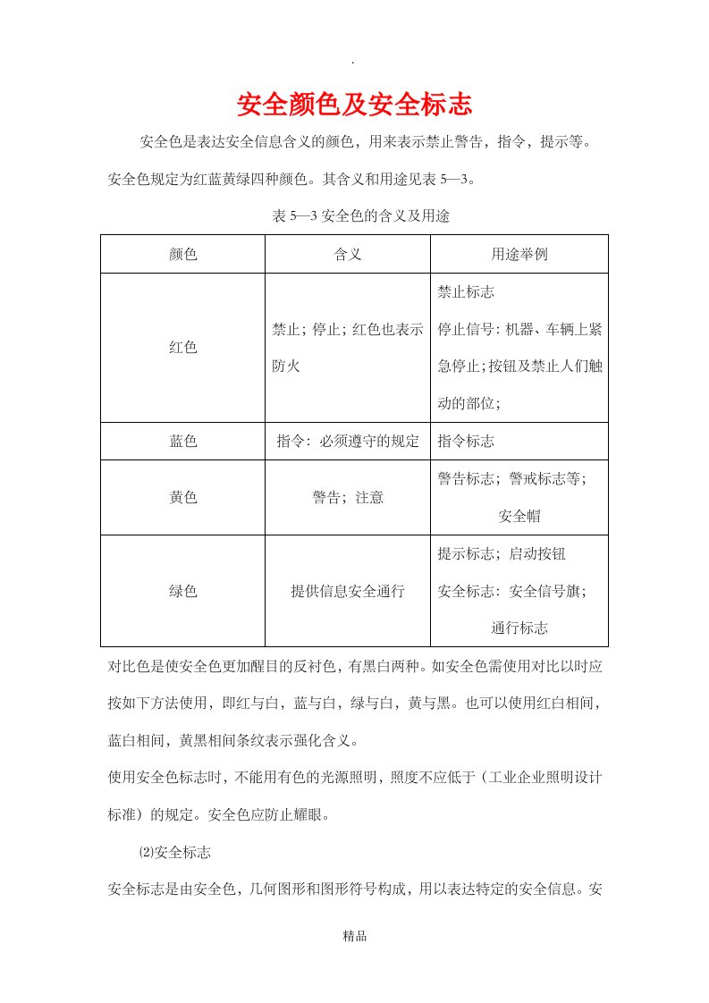 安全颜色及安全标志