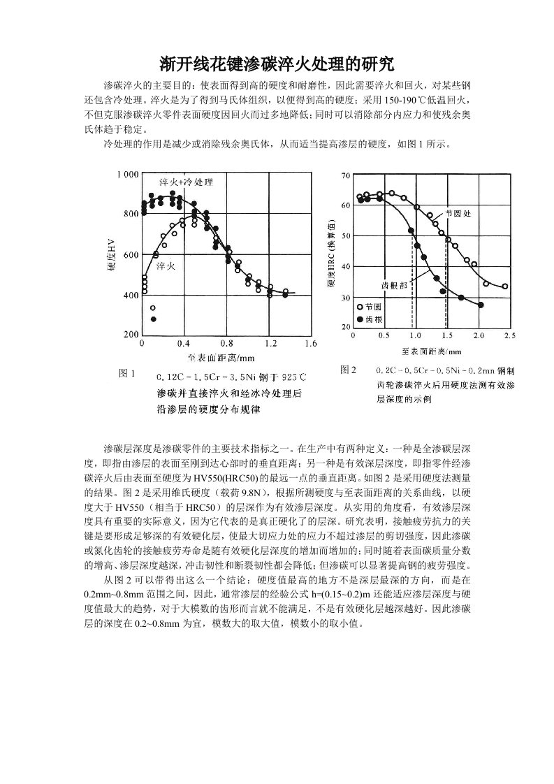 渐开线花键渗碳淬火处理的研究