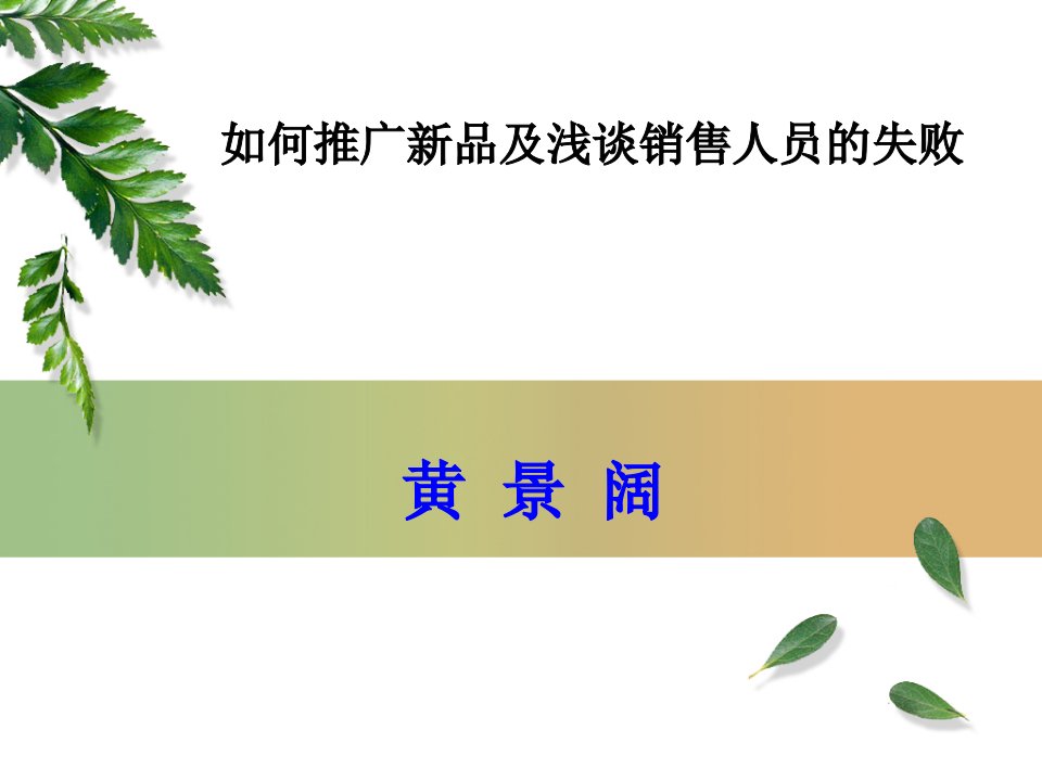 如何推广新品及浅谈销售人员的失败