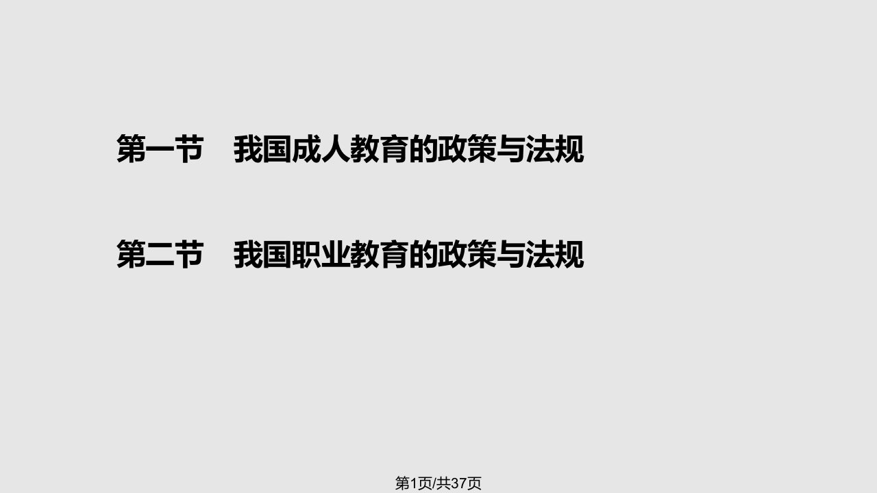 我国成人教育和职业教育的政策与法规PPT课件