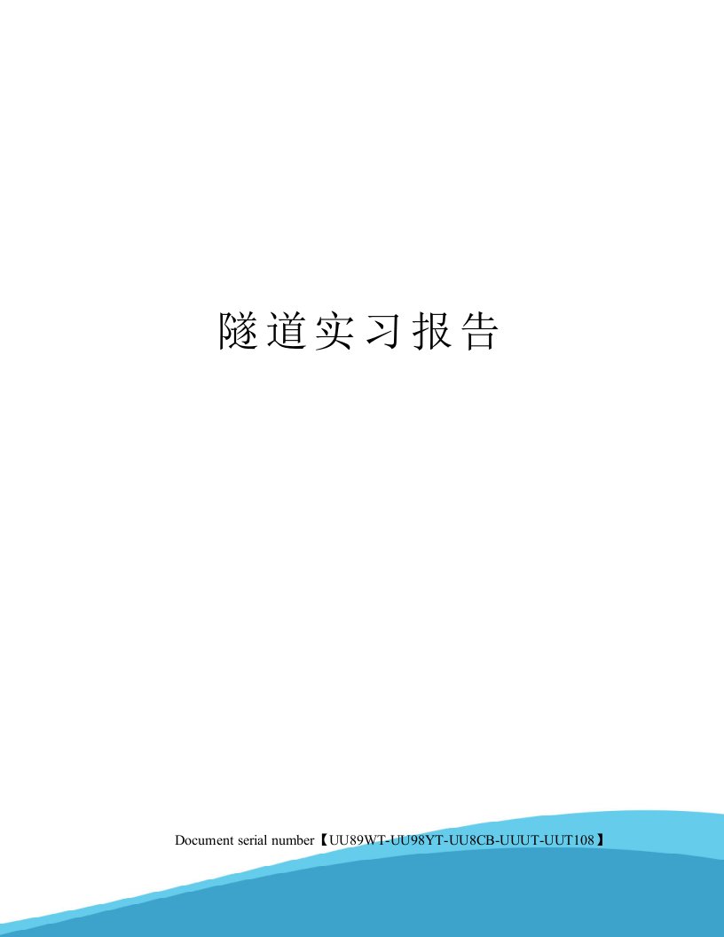 隧道实习报告