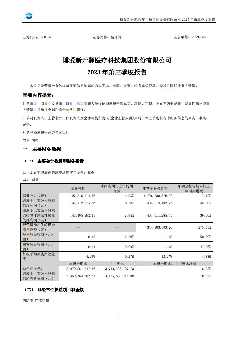 深交所-新开源：2023年三季度报告-20231025